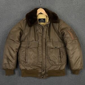 Vintage Golden Fleece Jacket FITS Medium Puffer Fur Collar Flight Bomber Pilot